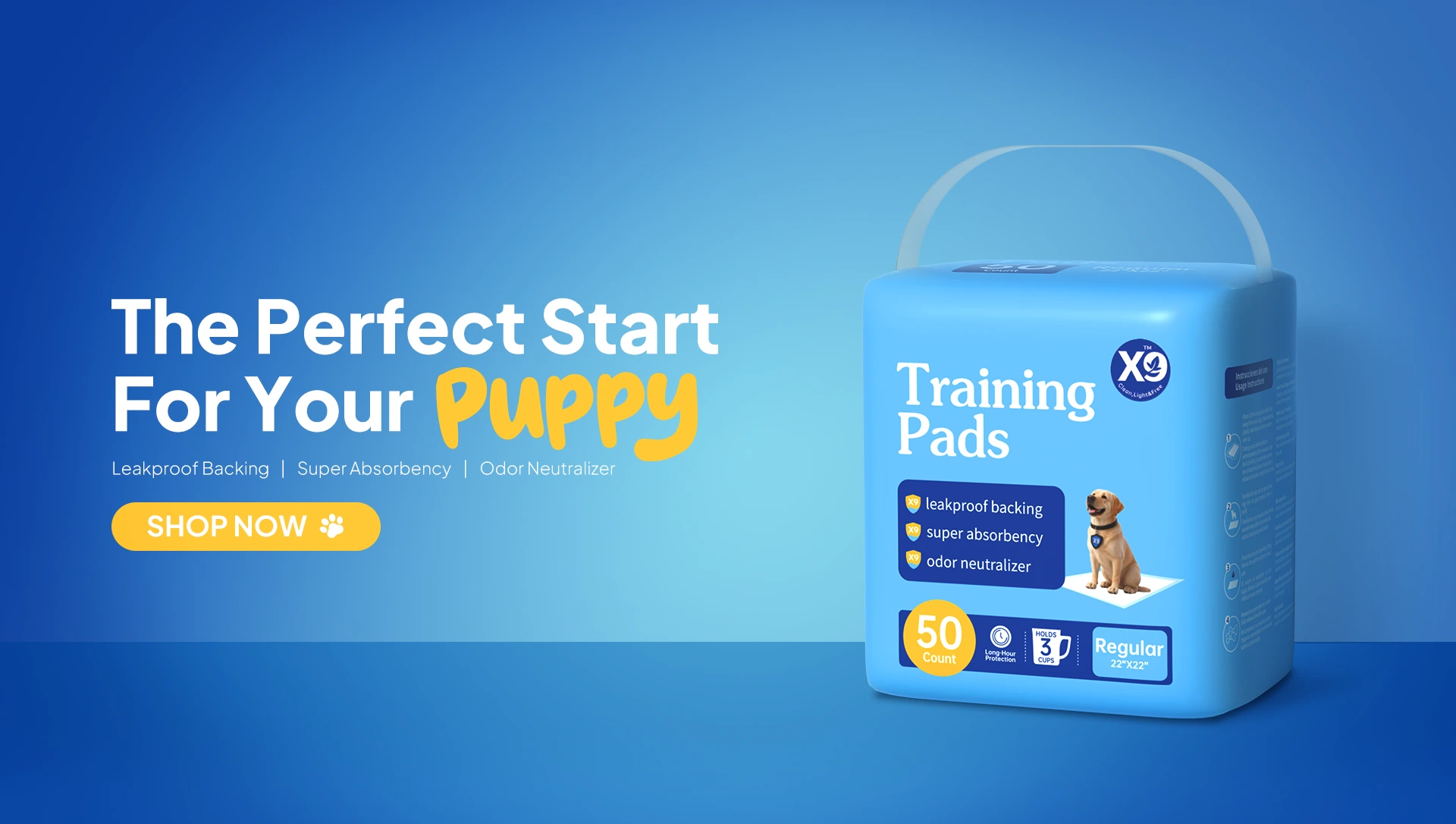 X9 Training Pads package with puppy image